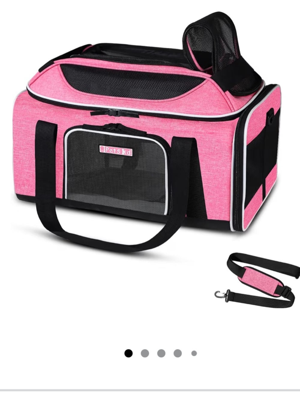 Pink Petskd pet carrier with expandable top for air travel New with tags